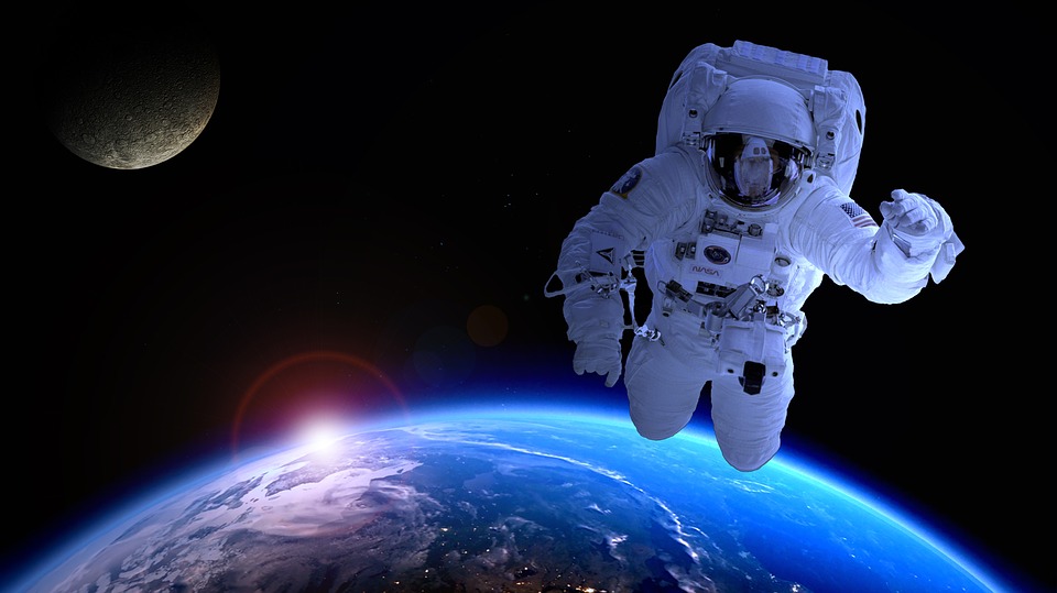 Astronaut in space above Earth